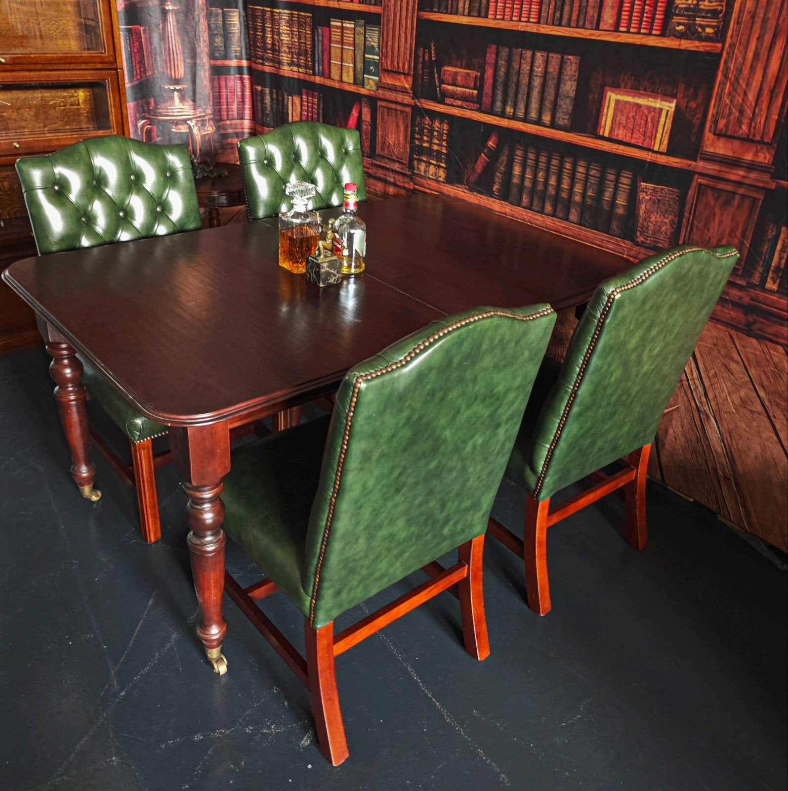 Chesterfield Eetkamerstoelen Groen Leer Springvale