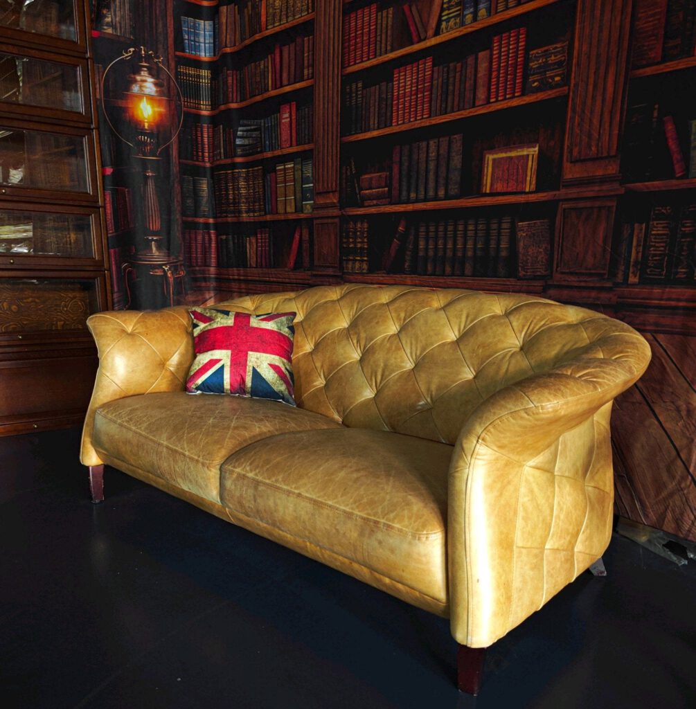 Italian Leather Chesterfield Bank 2,5 Zits Cognac - Gereserveerd