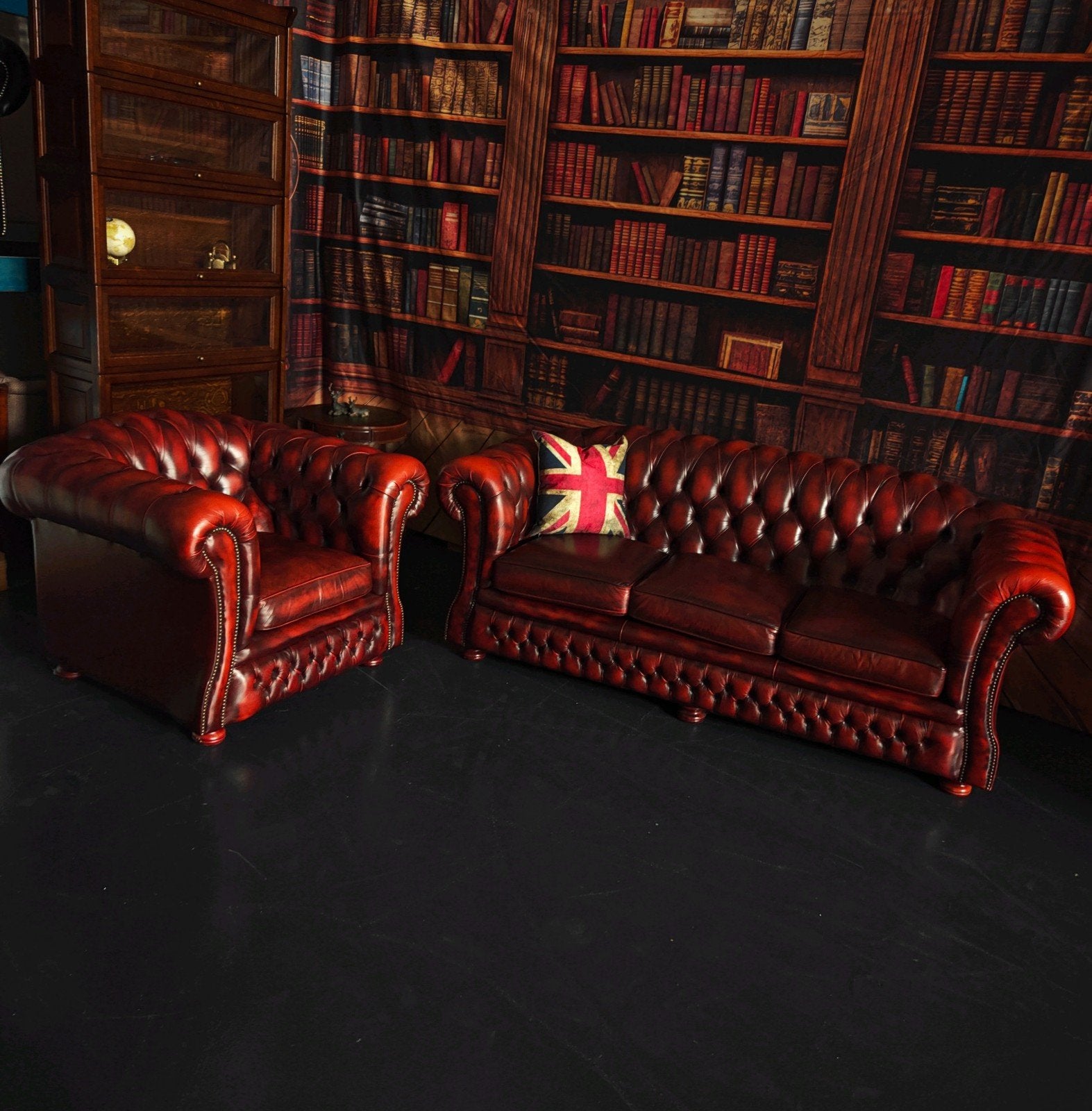 Springvale Blenheim Chesterfield Bank+Fauteuil Gevlamd Rood